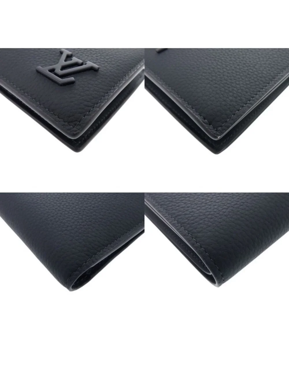 Louis Vuitton Portefeuille Marco Aerogram Leather Navy Bifold Wallet